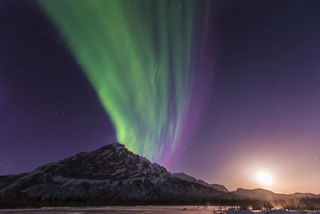Aurora With Moonrise, Mt. Dillon print