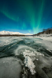 Alaska, Knik River, aurora, aurora borealis, northern lights, winter