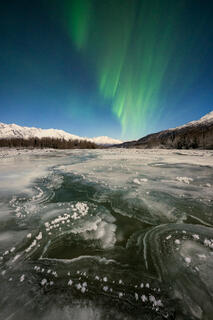 Alaska, Knik River, aurora, aurora borealis, northern lights, winter
