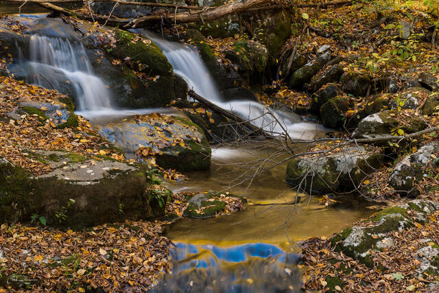 Falls, Leaves and Reflections print