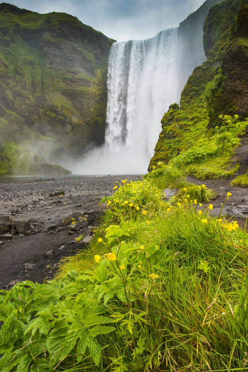 Skógafoss is one of several well-known waterfalls on the south coast of Iceland. In the summertime, it can get rather busy....
