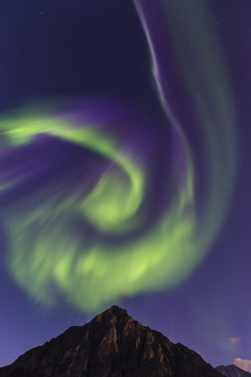 In the twenty years that I have been viewing and photographing the aurora borealis, I have only seen a swirl pattern twice. For...