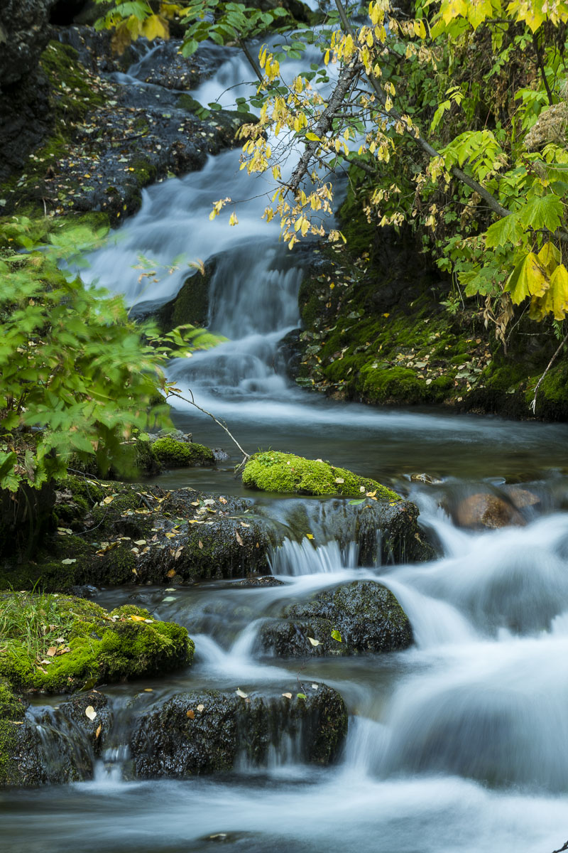 Upper falls in early autumn at McHugh Creek, Chugach State Park.