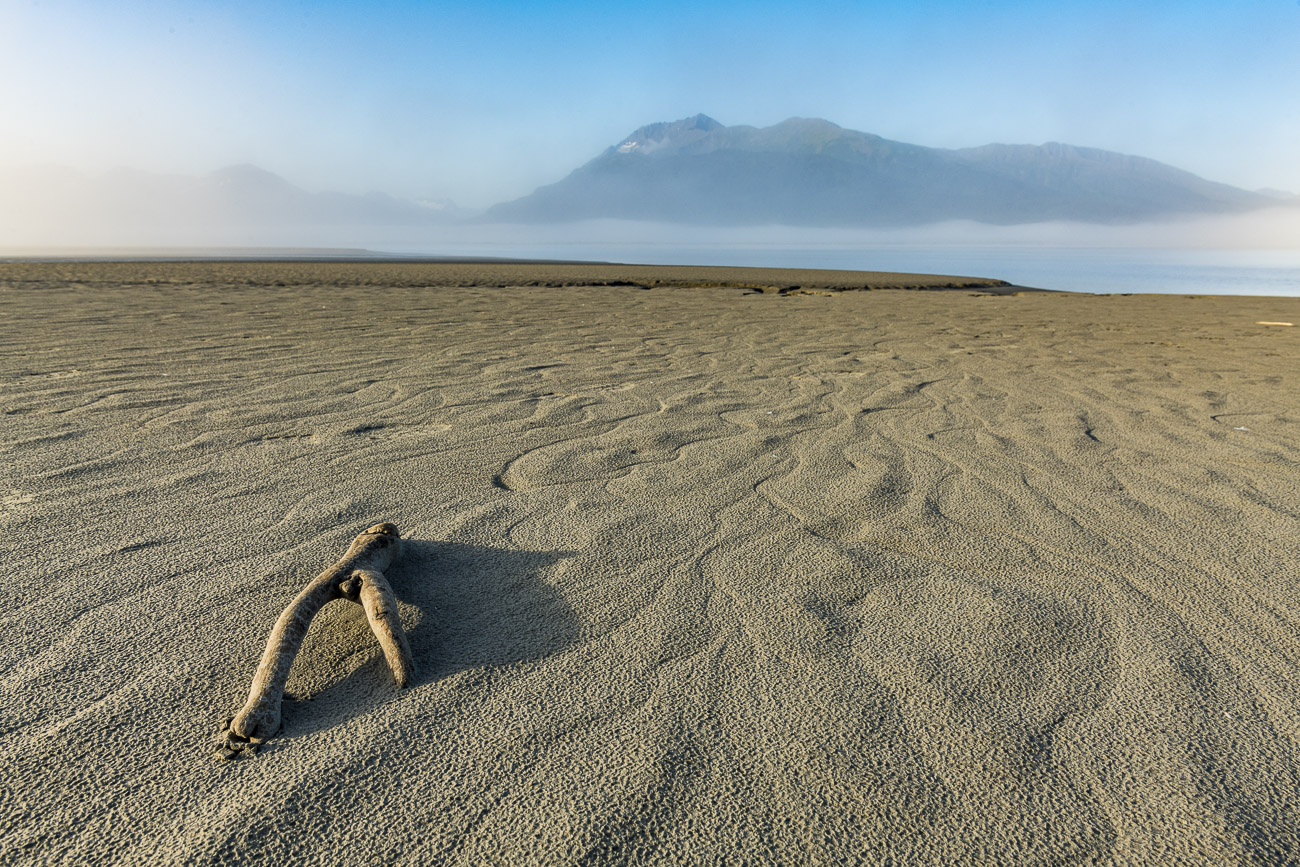 Swirling patterns in the mudflats along the Turnagain Arm, caused by the constant movement of water from twice daily transitions...