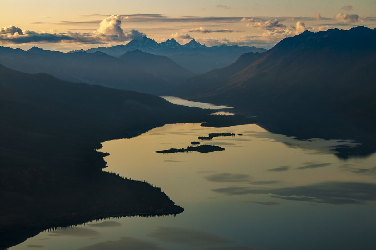 Evening view in autumn of Walker Lake, a National Natural Landmark, located in Gates of the Arctic National Park & Preserve....