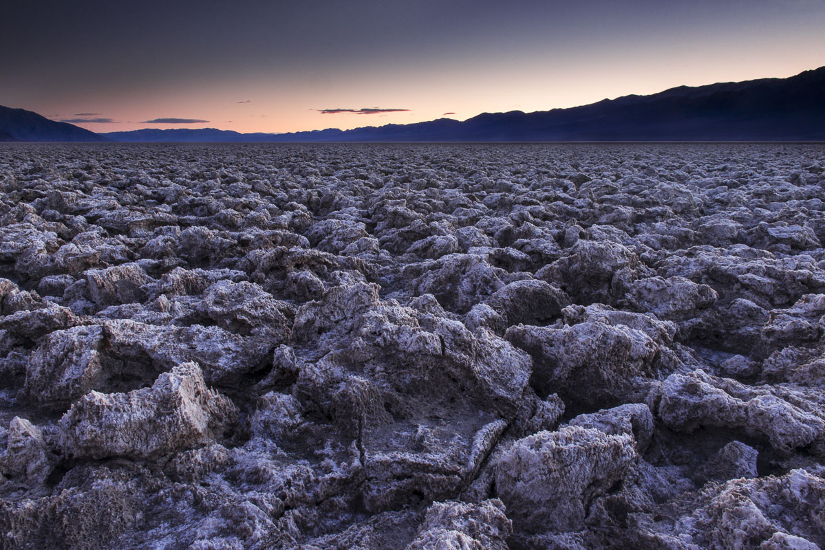 The Devil's Golf Course is a large formation of salt in a basin in the Mojave Desert within Death Valley National Park, Califormia...
