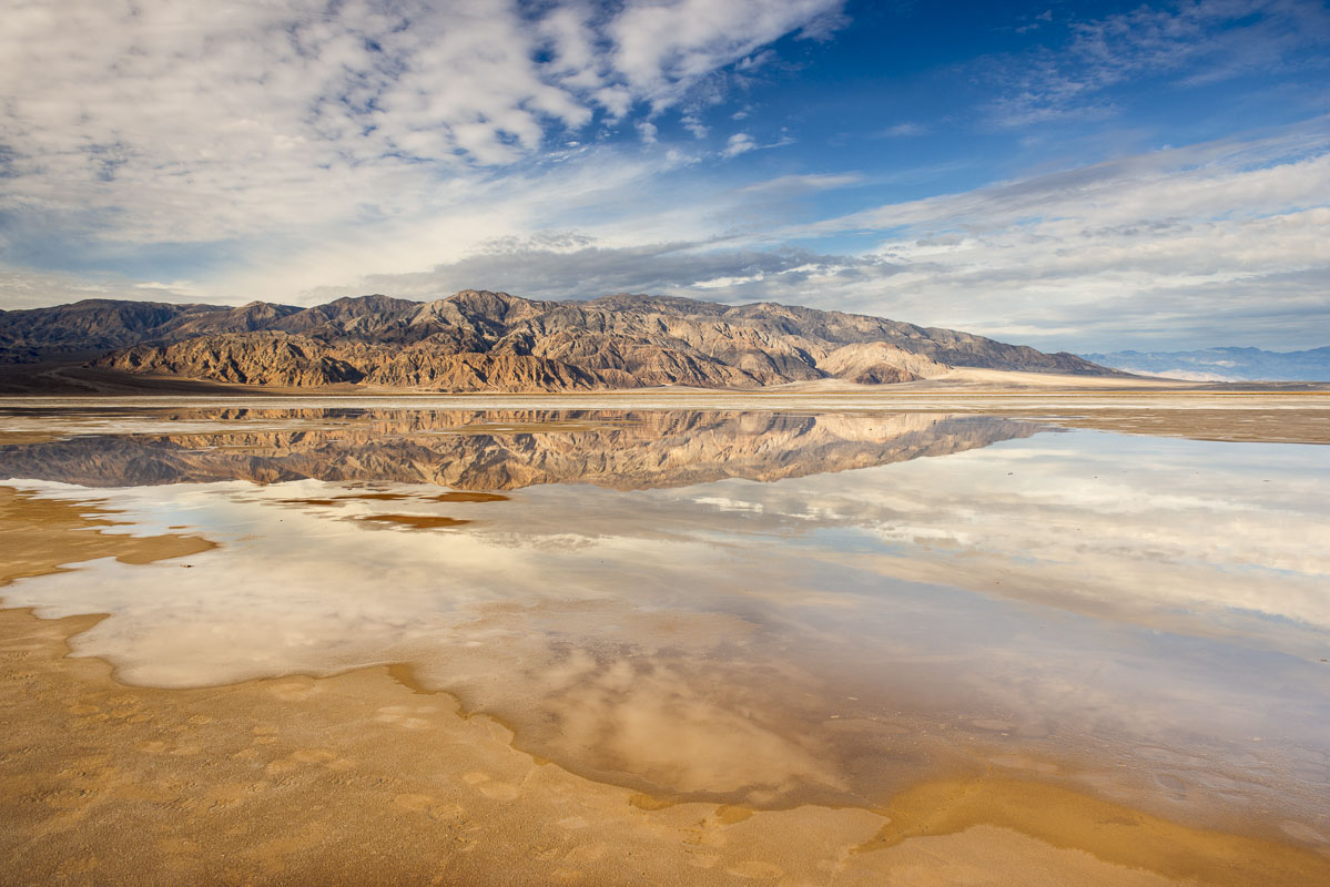 Salt flats and Panamint Mountains, Death Valley National Park, California.